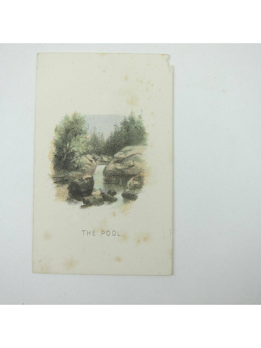 Color Lithograph Print Landscape The Pool North Conway New Hampshire Antique